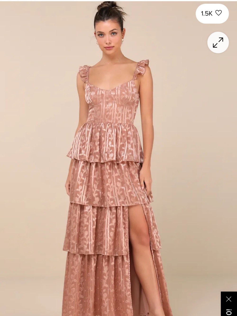 Lulu's Dusty Rose Tiered Ruffle Maxi Dress